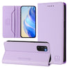 For Samsung Galaxy S20 RC01 Dual-Folded Magnetic Suction RFID Leather Phone Case(Light Purple)