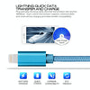 3m 3A Woven Style Metal Head 8 Pin to USB Data / Charger Cable(Blue)