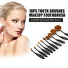 10 PCS Toothbrush Style Handle Makeup Brush Eyebrow Brush Set