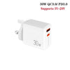 PD31 30W USB-C / Type-C + USB-A Charger with Type-C+8 Pin 2-in-1 Data Cable, UK Plug(White)