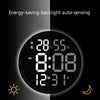 6620 12 Inch LED Simple Wall Clock Living Room Round Silent Digital Temperature And Humidity Electronic Clock(Black Frame US Plug)