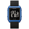 SKMEI 1866 Square Large Screen Men Steel Belt Multi-function Night Light Alarm Clock Watch(Blue Black Machine)