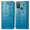 For Alcatel 1S 2021 Lovely Cat and Dog Embossing Pattern Horizontal Flip Leather Case , with Holder & Card Slots & Wallet & Cartoon Clasp & Lanyard(Blue)