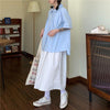 High Waist Drape Skirt Loose And Thin Mid-Length A-Line Skirt, Size: L(White)