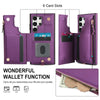For Samsung Galaxy S24 Ultra 5G Double Flap Zipper RFID Leather Phone Case with Short Lanyard(Dark Purple)