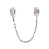 S925 Sterling Silver Pink Heart Safety Chain DIY Bracelet Necklace Accessories