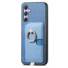 For Samsung Galaxy A54 5G Retro Cross Leather Ring Side Insert Card Bag MagSafe Phone Case(Blue)