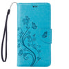 For  iPhone 8 & 7  Pressed Flowers Horizontal Flip Leather Case with Holder & Card Slots & Wallet(Blue)