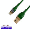 2pcs 2.4A USB to 8 Pin Transparent Fast Charging Data Cable, Length: 1m(Green)