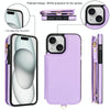 For iPhone 15 Plus Double Flap Zipper RFID Leather Phone Case with Short Lanyard(Light Purple)