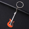 2 PCS Creative Guitar Keychain Metal Musical Instrument Pendant(Orange)
