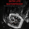 BAOGELA 224147 Wine Barrel Shaped Hollow Night Light Waterproof Sports Silicone Men Watch(Black Shell Red Belt)