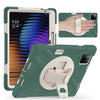 For Xiaomi Pad 7 / 7 Pro Rotatable Holder Silicone Hybrid PC Tablet Case with Shoulder Strap(Emreald Green)