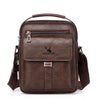 WEIXIER 8683 Large Capacity Retro PU Leather Men Business Handbag Crossbody Bag (Dark Brown)