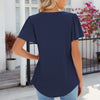 Spring and Summer Square Neck Pleated Short Sleeve Ladies Loose T-Shirt Top, Size: S(Navy)