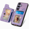 For Samsung Galaxy S25 5G Retro Skin-feel Ring Multi-card Wallet Phone Case(Purple)