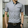 Men Business Shirt Short Sleeves Turn-down Collar Shirt, Size:XXXL(Gray)