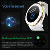 HW3 Mini Heart Rate/Blood Oxygen Monitoring Smart Watch with NFC Function(Gold Shell White Leather)