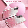 For Samsung Galaxy S21 5G Gradient Glitter Flower All-inclusive Phone Case(Pink)