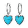 S925 Sterling Silver Heart Turquoise Ear Buckle Women Earrings