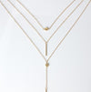 Simple 3-Layer Necklace Small Dot Exquisite Metal Bar Necklace Sweater Chain(Gold)