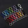 Woven Leather Cord Keychain Car Pendant Leather Key Ring Baotou With Small Round Piece(Light Purple)