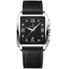 BINBOND B4143 Rectangular Outdoor Men Waterproof Quartz Watches(Black Leather-White Steel)