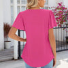 Spring and Summer Square Neck Pleated Short Sleeve Ladies Loose T-Shirt Top, Size: M(Rose Pink)