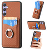 For Samsung Galaxy S25+ 5G Carbon Fiber Card Wallet Ring Phone Case(Brown)