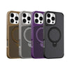 For iPhone 15 Pro Max Carbon Fiber Texture 360 MagSafe Holder Phone Case(Purple)