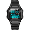 SANDA418 Square Wristwatch Swimming Waterproof Alarm Night light Male Student Watch Simple Fashion Sports Watch(Black White)