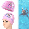 Children Swimming Cap PU Printed Cute Dolphin Pattern Elastic Swimming Cap(Silver Grey)