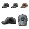 Outdoor Leisure Baseball Hat PU Leather Warm Peaked Cap, Size:Free Size(Light Coffee)