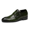 Crocodile Pattern Business Flat Bottom Leather Formal Shoes, Size:41(Green)