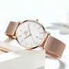 OLEVS 5869 Ladies Business Waterproof Steel Strap Quartz Watch(White + Rose Gold)