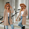 Autumn And Winter Women Button Long Sleeve Loose Cardigan Jacket, Size: XL(Khaki)