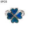 5 PCS Temperature Sensitive Discoloration Adjustable Open Ring(Four-leaf Clover)