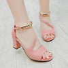 Summer Roman Style Metal One Buckle Chunky Sandals Women Casual High Heels, Size: 40(Pink)