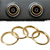 4 PCS Car Outlet Decorative Rings Aluminum Alloy Air Outlet Chrome Trim Ring Car Dashboard  Air Vents Cover Sticker Decoration for Audi A3(Gold)