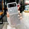 For Samsung Galaxy Z Flip4 5G Transparent Edge PC Folding Phone Case(Feather Yarn)