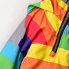 Autumn and Winter Children Fleece Rainbow Striped Diagonal Zipper Hooded Windbreaker, Height:90cm(Multicolor)
