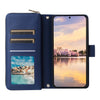 For Samsung Galaxy A55 Nine-card Slots Zipper Wallet Bag Leather Phone Case(Blue)