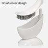 Bathroom Household Soft Bristle Elbow Toilet Cleaning Brush With Base(White)