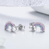 Rainbow S925 Sterling Silver Stud Earrings Diamonds Hypoallergenic Earrings