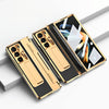 For Samsung Galaxy Z Fold5 5G Integrated Full Coverage Pen Slot Folding Phone Case with Stylus(Gold+Black)