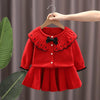 Autumn And Winter Girls Sweater + Half Skirt Knitted Set, Size: 110cm(Red)