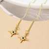 E2210-7 Four-pointed Star Long Ear Wire Women Simple Earrings