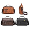 WEIXIER Men Shoulder Bag Retro Leather Laptop Business Casual Bag(Horizontal Light Brown)