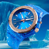 SkMEI 1553 Women LED Color Light Transparent Waterproof Watch Inlaid With Water Drill(Blue)