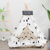 Foldable Pet Tent with Cushion, Small (40x40x50cm) - Breathable Pine Wood